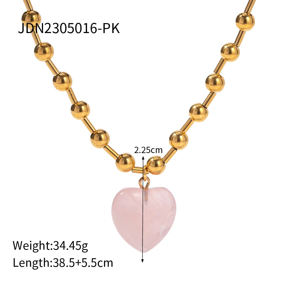 Uworld Romantic Heart Pendant Necklace for Women High Quality Stainless Steel 18 K Metal Texture Choker Necklace Anniversary
