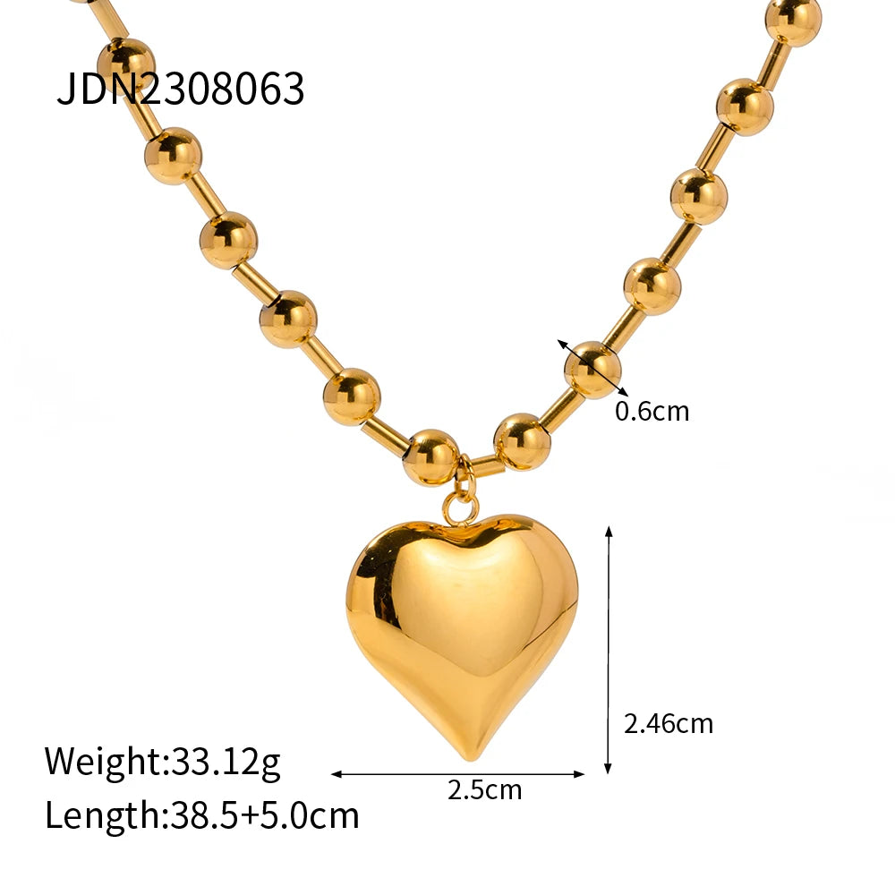 Uworld Romantic Heart Pendant Necklace for Women High Quality Stainless Steel 18 K Metal Texture Choker Necklace Anniversary