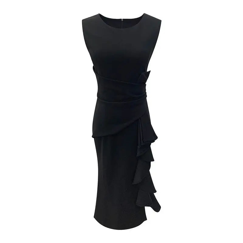 Ladies Elegant Slim Solid Bodycon Dress
