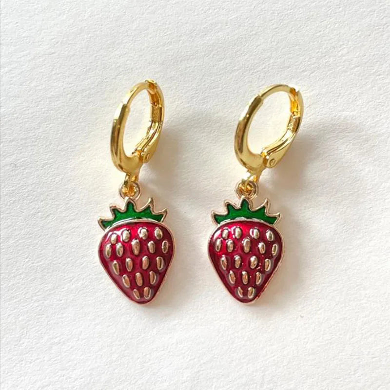 strawberry jewelry necklace earrings set