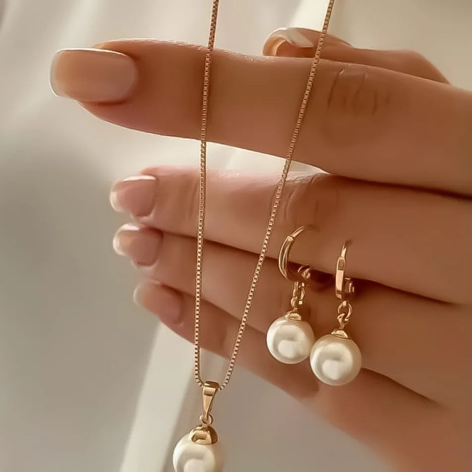 Women Dangle Earrings Pendant Necklace Simple Dainty Daily Wear