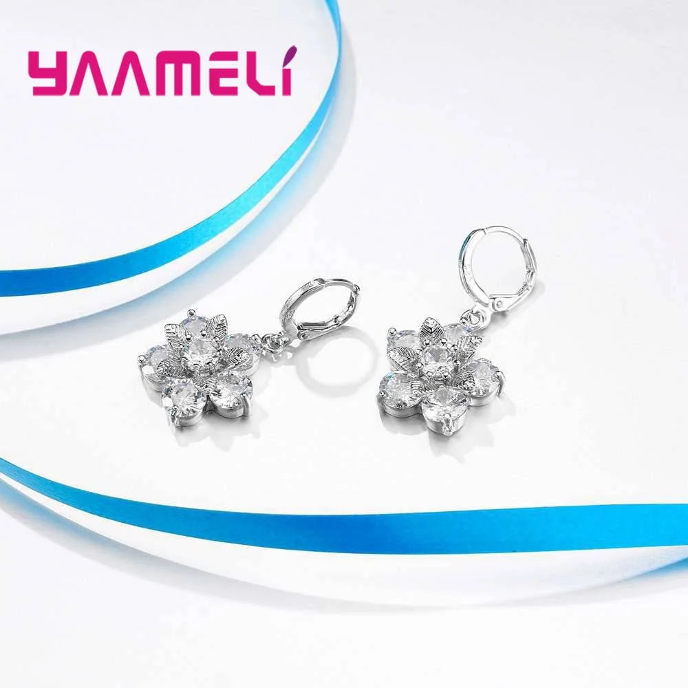 Flowers With Leaves Silver Jewelry Sets