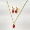 strawberry jewelry necklace earrings set