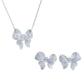 Jewelry Set Silver Bowknot Necklace+earrings