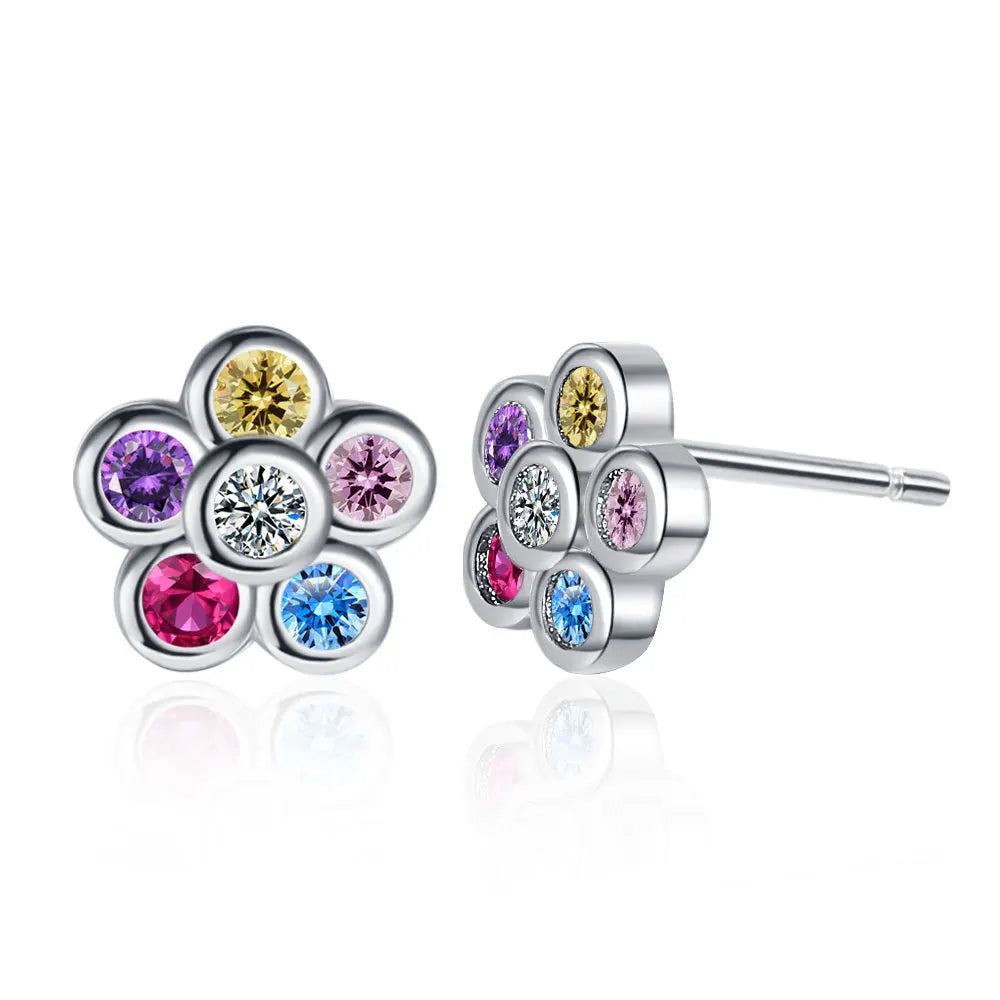 Sterling Silver Rainbow Piercing Stud Earrings