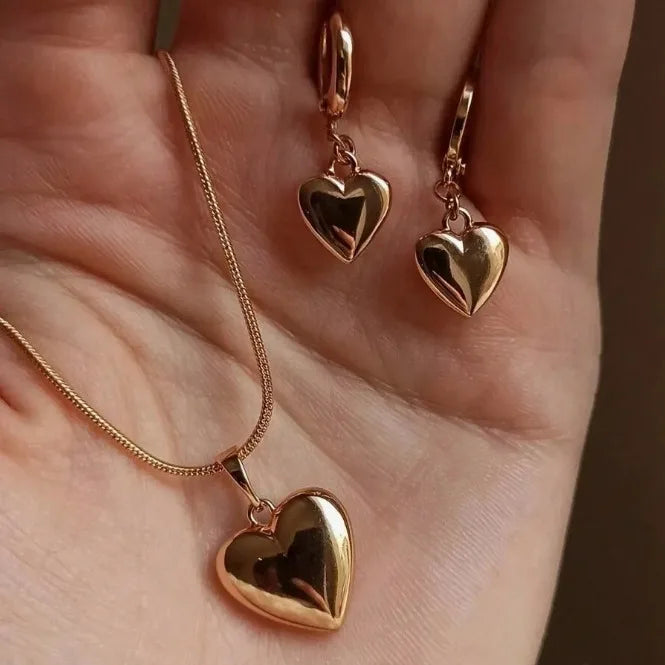 Women Dangle Earrings Pendant Necklace Simple Dainty Daily Wear