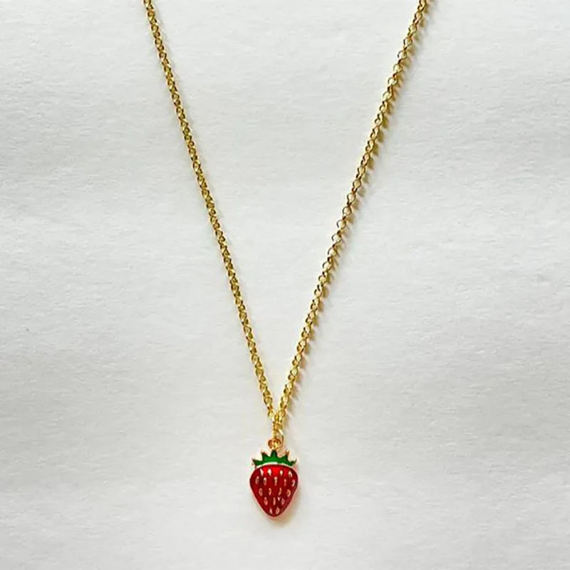 strawberry jewelry necklace earrings set