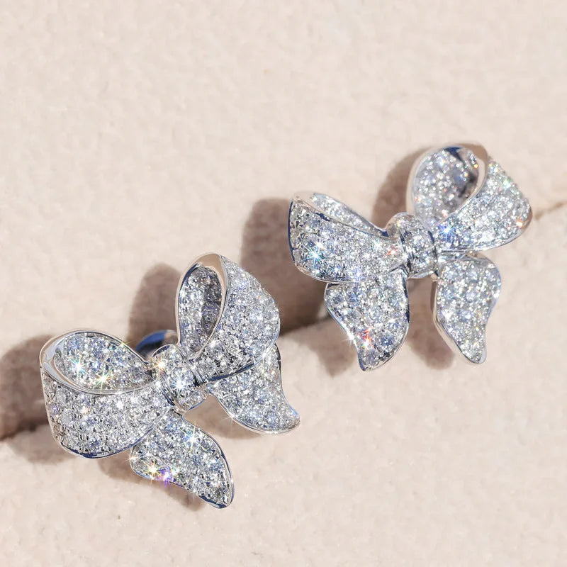 Jewelry Set Silver Bowknot Necklace+earrings