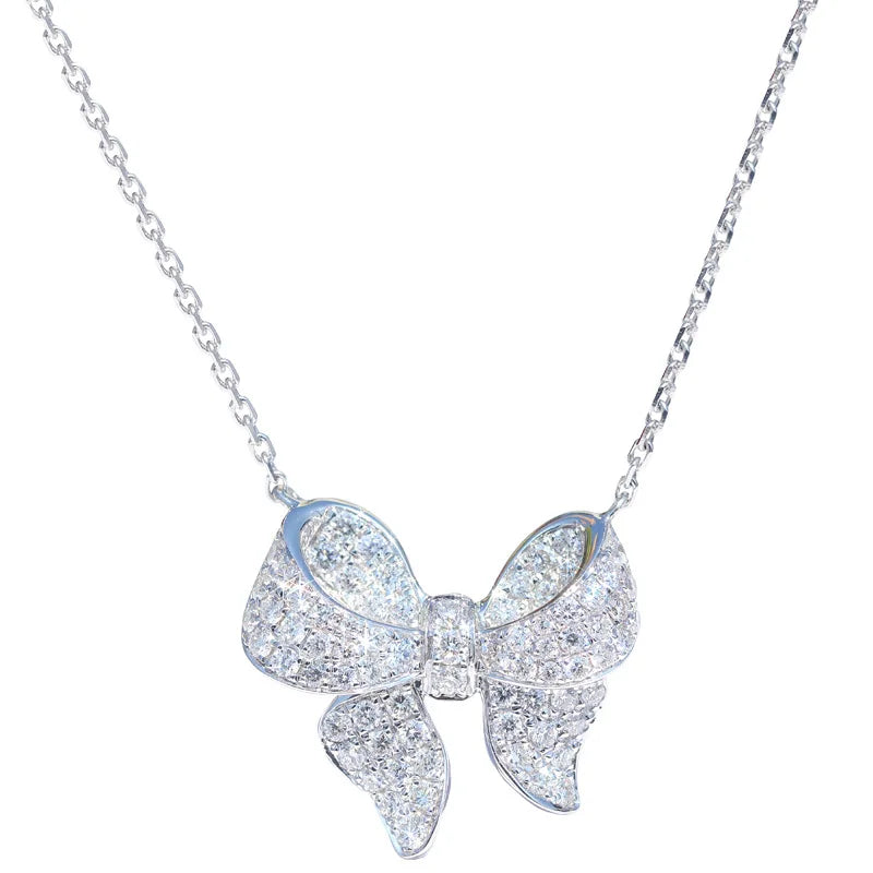 Jewelry Set Silver Bowknot Necklace+earrings