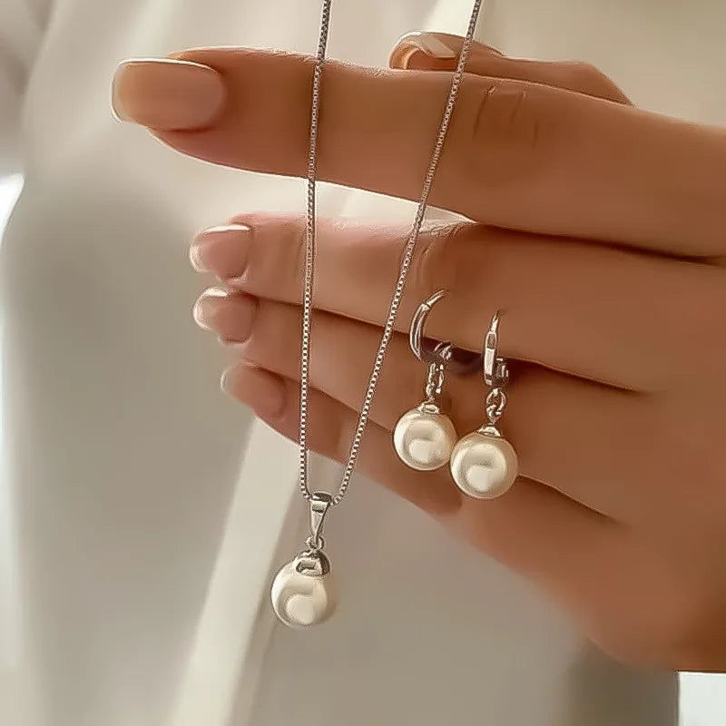 Women Dangle Earrings Pendant Necklace Simple Dainty Daily Wear