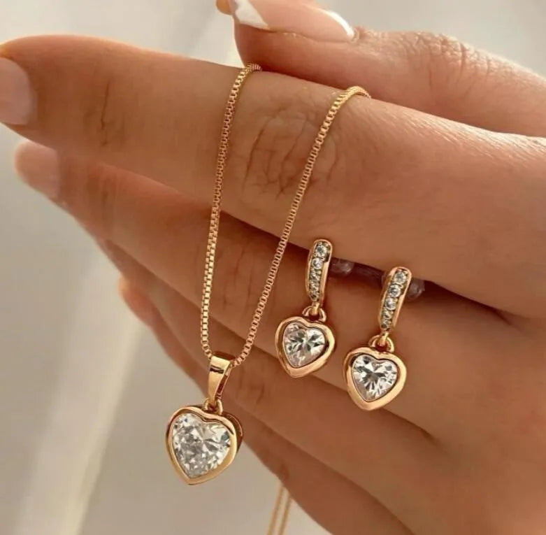 Women Dangle Earrings Pendant Necklace Simple Dainty Daily Wear