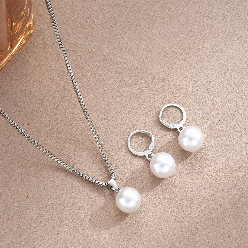 Women Dangle Earrings Pendant Necklace Simple Dainty Daily Wear