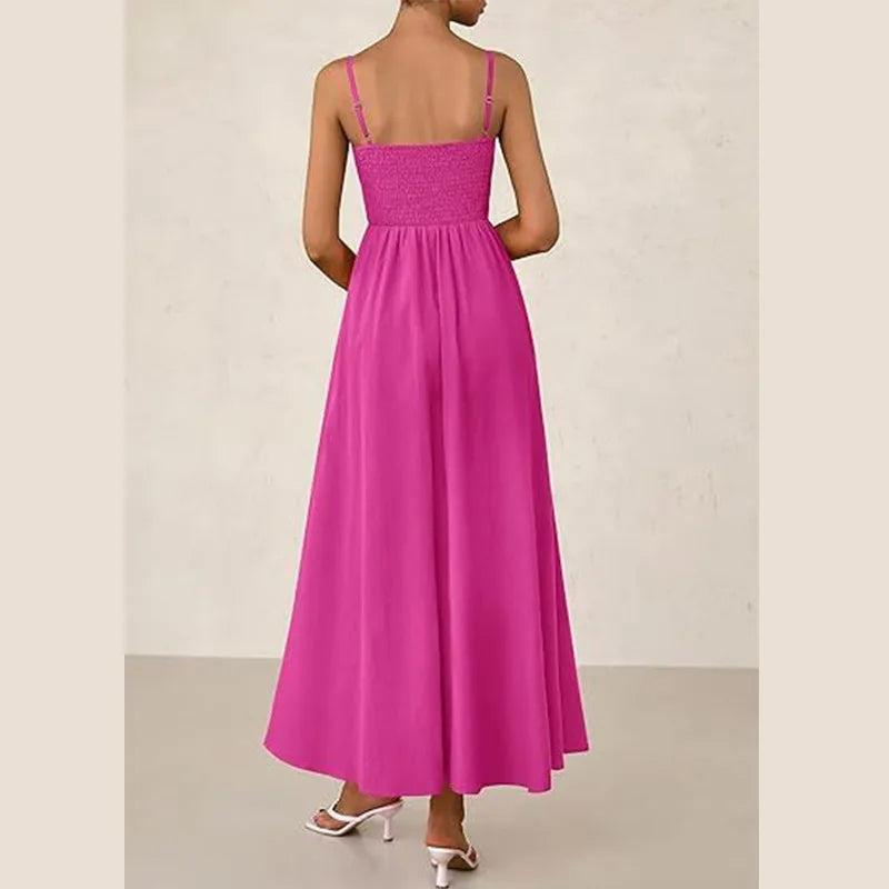 Women's Dress Spring and Summer New Women's Clothing Fine Shoulder Strap Pleated Vest Suspender Pocket Dress