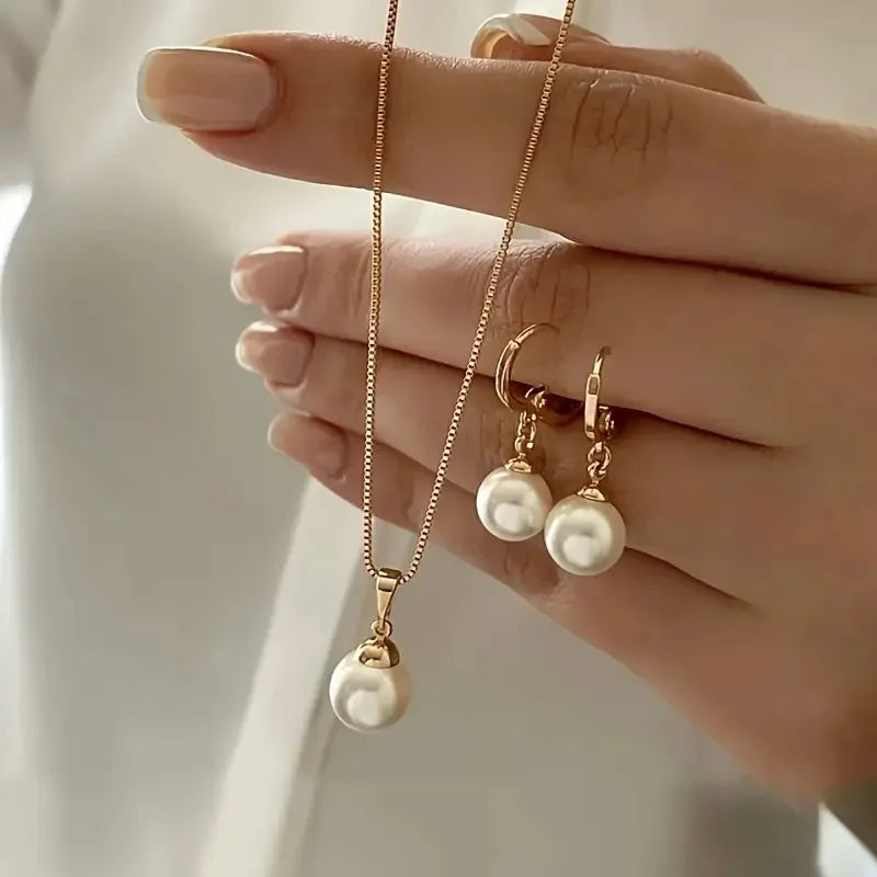 Women Dangle Earrings Pendant Necklace Simple Dainty Daily Wear